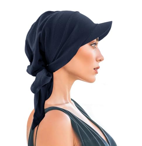 XYIYI Chemo Headwear for Womens Cancer Patients, Head Scarf Chemotherapy Headwraps Hat - color: Navy Blue
