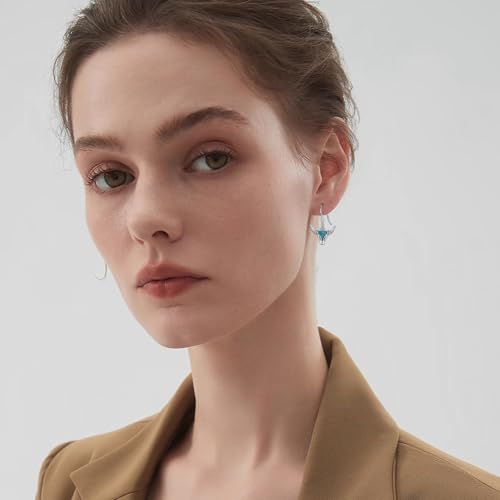Western Earrings for Women 925 Sterling Silver Turquoise Western Country Dangle Drop Earrings Country Jewelry Gifts for Cowgirl Cowboy - style: Western Cow-B