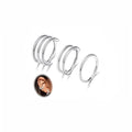 G23 Titanium 3PCS/7PCS 16G Cartilage Double-Hoop Helix Conch Piercing Jewelry With Cubic Zirconia Flat Back Stud Earrings Set For Women Men - color: B-3PCS-Silver-16G-10mm