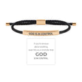 God is in Control Tube Bracelet for Women Men, Handmade Braided Adjustable Inspirational Bracelets Stainless Steel Christian aith Jewelry for Christmas Birthday Gifts - color: Rose Gold-Black