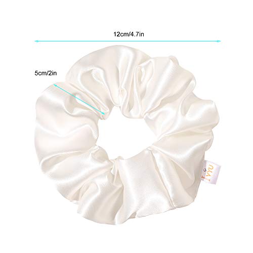 Ivyu Scrunchies, 4 Pack Silk Scrunchy for Girls Women Cute Hairties Hair Accessories Soft Ropes Ponytail Holder, White, Black, Navy, Gray - color: White Black Navy Gray