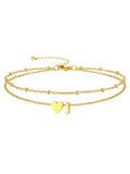 Silvora Ankle Bracelets for Women Waterproof 14K Gold/Silver/Black Initial Anklet for Women Dainty Layered Heart Ankle Bracelets Stainless Steel Adjustable Foot Chain Anklet Summer Beach Jewelry - color: I-Gold