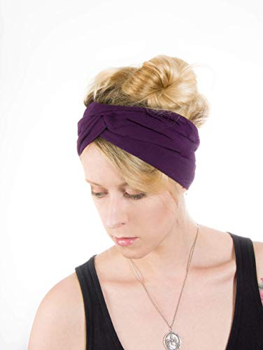 Twist Headband Extra Wide Scrunch Turban (Dark Purple) - color: Dark Purple