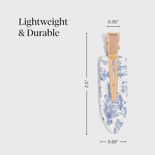 Bridgerton x Kitsch Creaseless Hair Clips for Women - No Crease, No Bend Hair Clips for Styling, Bangs, Makeup Application, Face Wash | Recycled Acrylic - Toile in Bloom | Ideal Gifts for Women, 4pcs - color: Toile in Bloom