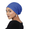 Hats Scarves & More Bamboo Slouchy Beanie for Women Chemo Headwear Moisture Wicking Cancer Turban Head Wrap Snood - color: Iris Blue
