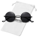 MEETSUN Small Round Polarized Sunglasses for Men Women Metal Retro Hippie Circle Sun Glasses Driving Festival Cosplay UV400 - color: Black / Grey