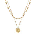Yoosteel Layered Initial Necklaces for Women Trendy - 14K Gold-Plated Dainty Layering Paperclip Chain Coin Initial Necklace Jewelry Gifts for Women Mom Wife Teen Girls - color: Gold, style: C