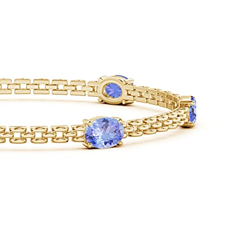 Angara Natural Tanzanite Link Bracelet in 14K Solid Gold/Sterling Silver/Platinum for Women | Oval Tanzanite Bracelet December Birthday, Engagement, Anniversary Jewelry Gift | Length-7 inch