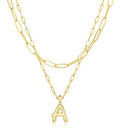 adoyi Dainty Heart Initial Necklaces 14K Gold Plated Layered Letter A-Z Pendant Necklace Stack Trendy Jewelry Birthday Valentines Gifts for Women Jewelry - color: Gold-Letter, style: A.