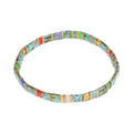 Sonateomber Tila Flat Beaded Stretch Bracelets for Women, Trendy Unique Colorful Square Beads Handmade Stack Bracelet Friendship Accessories Fashion Jewelry Gift - color: Green Gold