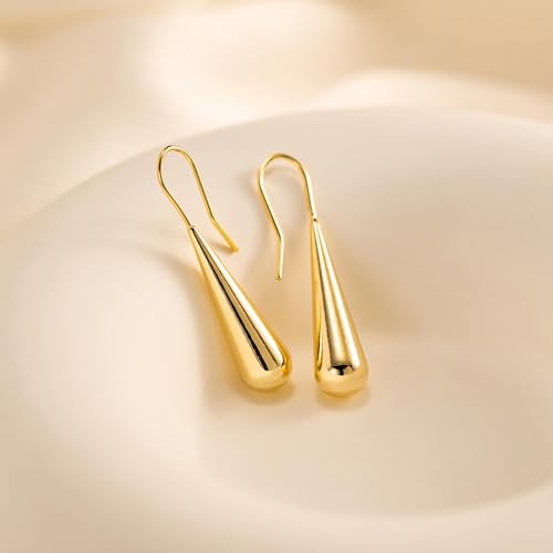 LLWOM Gold Silver CZ Teardrop Dangling, Pearl Drop Studs Dangle Earrings for Women Trendy, Hypoallergenic Jewelry Gift for Wedding/Party/Prom/Daily - color: Gold Teardrop