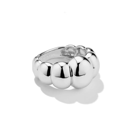 NOKMIT 14K Gold Filled Chunky Statement Rings for Women Cute Puffy Dome Croissant Thumb Band Non Tarnish Comfort Fit Size 5-10 - color: Bubble-Silver