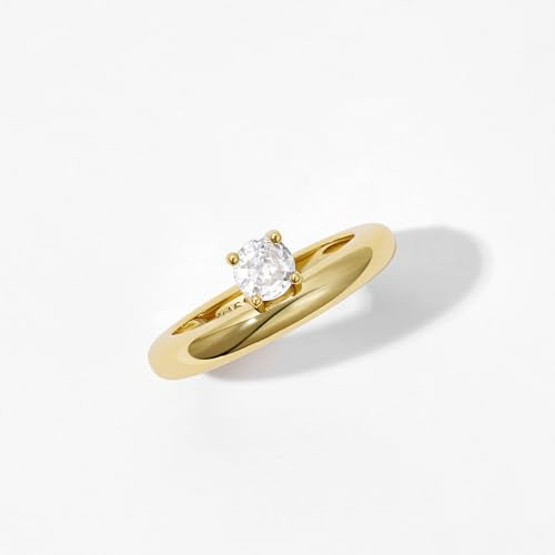 KissYan Band Ring for Women, 14K Gold Plate Dainty Pave Pear or Circle CZ Eternity Thick Chunky Engagement Statement Ring Valentine Fashion Gifts - size: 6, style: Style2