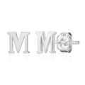 14k Gold Small Script Initial Letter Stud Earrings for Women | Anti Tarnishing 5mm 14k Gold Studs | A-Z Alphabet Earrings with Gift Box by MAX + STONE - style: M | White Gold