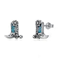 Western Earrings for Women 925 Sterling Silver Turquoise Western Country Dangle Drop Earrings Country Jewelry Gifts for Cowgirl Cowboy - style: Boot Stud
