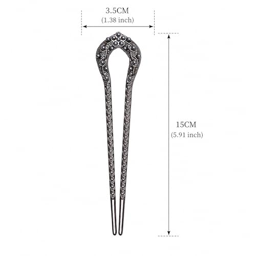 2PCS Vintage French U-Shaped Hair Pins – Retro Metal Hair Forks for Women, Elegant Bun & Updo Hair Accessories