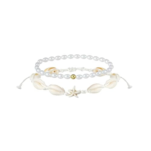 Pearl Anklet for Women Pearl Shell Bracelet Vintage Pearl Layered Anklets Trendy Retro Pearl Ankle Bracelet Summer Beach Foot Jewelry Gifts