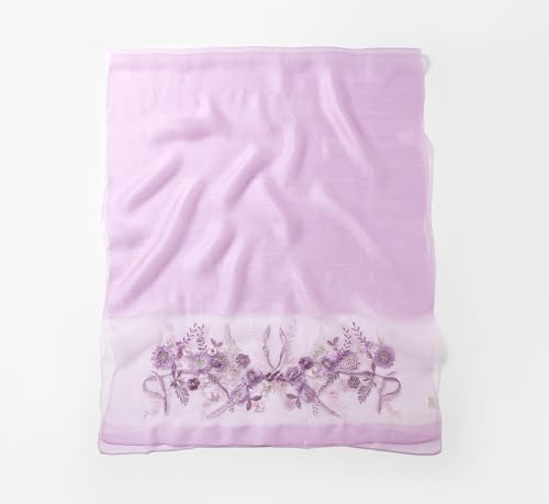 Jeelow Silk Blend Floral Fashion Scarf Shawl Wrap Lightweight Sheer For Women Floral Embroidery Wedding Party Prom - color: Lavender Blossom
