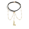 Letter Initial Leg Chain Thigh Jewelry for Women Summer Beach Bead Leg Chain Name Elegant Elastic Body Chain Jewelry - color: L
