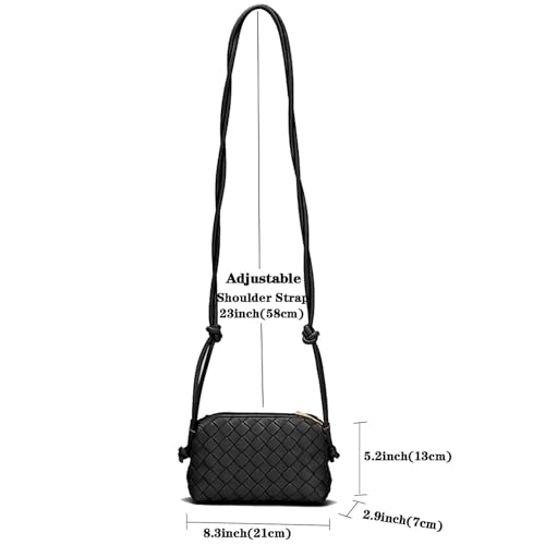 ZEDIUH Woven Bag for Women Crossbody Shoulderbag, Small Vegan Leather Purse - color: Black
