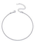 ChicSilver 925 Sterling Silver Ankle Bracelet for Women, Simple Cuban Link/Figaro/Twist Rope Chain Anklets for Beach Party(with Gift Box) - style: 13: Round Bead Chain