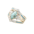 3 PCS Natural Turquoise Diamond Ring Set - Western Jewelry Silver Color Rings for Women - Bohemian Joint Knuckle Finger Rings With Sparkling Natural Gemstone - size: 11