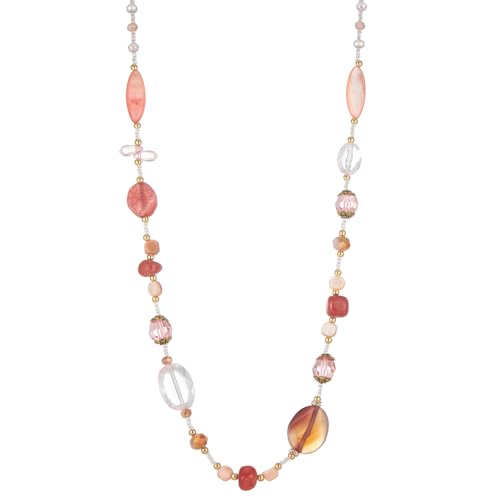 FULU AUTUMN Long Necklaces for Women Trendy Long Chunky Beaded Necklace Boho Fashion Costume Jewelry Mothers Day Gifts for Her - color: Pink