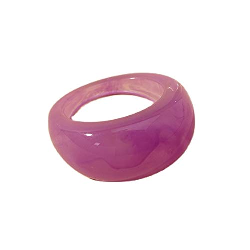 Set Resin Colorful Wide Thick Dome Knuckle Finger Stackable Joint Ring Retro Acrylic Transparent Vintage Jewelry Party Elegant Handmade Gift Diameter 18mm Stylish Bold - color: purple