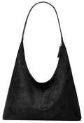 Womens Fashion Suede Shoulder Bags Large Tote Bag Retro Purse Handbag Casual Work Ladies Top Handle Satchel - color: B-black1