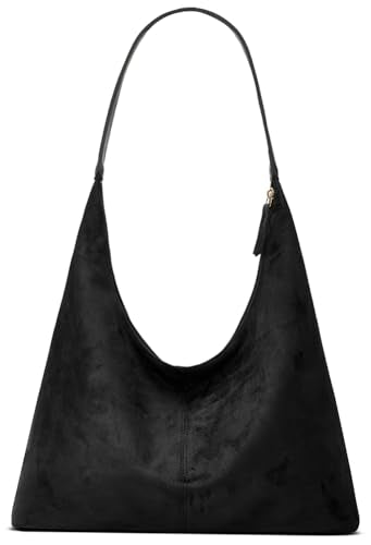 Womens Fashion Suede Shoulder Bags Large Tote Bag Retro Purse Handbag Casual Work Ladies Top Handle Satchel - color: B-black1