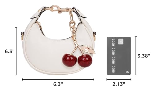 JQWSVE Small Top Handle Bags for Women Mini Purses Cute Ladies Handbags Crescent Mini Crossbody Bags with Cherry - color: A01-small-white