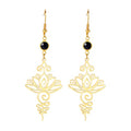 TEAMER Stainless Steel Lotus Flower Dangle Earrings Bohemian Drop Earring Unique Geometric Jewelry for Women - color: Lotus 4-Gold