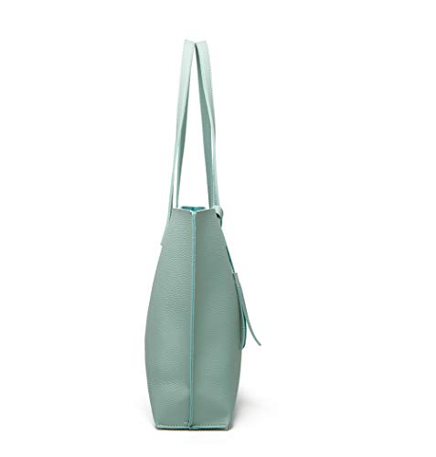Dreubea Women's Soft Faux Leather Tote Shoulder Bag from, Big Capacity Tassel Handbag - color: Aquamarine