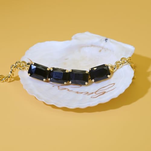 Fashionable Chunky Plated Tennis Rhinestone Statement Necklace Jewelry Set for Women Multicolor gem necklace with Great Sparkle and Shine Design for Women to Easy Match - color: BLACK rhinestone necklace