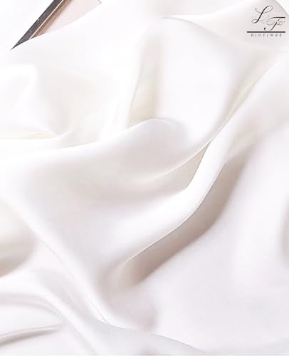 Hioyiwse Satin Square Scarf for Women Solid Color Emulation Silk Handkerchief Hair Ribbon Headband Handbag Purse - color: D2-white(23.6*23.6inch)