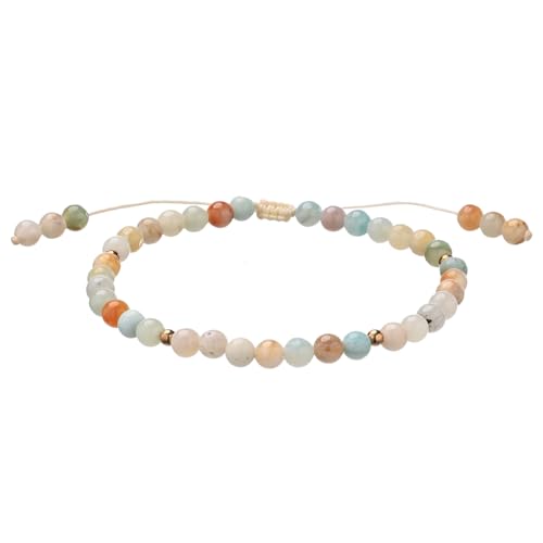 Softones 6mm Natural Stone Anklet for Women Gemstone Ankle Bracelets for Women Healing Energy Crystal Anklets Adjustable(8.5-10 Inches) - color: amazonite