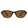 SOJOS Retro Oval Sunglasses for Women Trendy Cat Eye Narrow Chic Y2K 90s Sunnies SJ2685 - color: Matte Black/Brown
