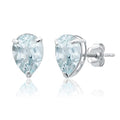 14k Yellow or White Gold Teardrop Gemstone Pear Shape Stud Earrings for Women with Push Backs and 8mm x 6mm Birthstone by MAX + STONE - color: Genuine Aquamarine