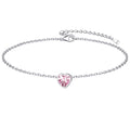 ChicSilver 925 Sterling Silver Anklets for Women, Simple Dainty Round/Heart Birthstone Ankle Bracelet Beach Foot Jewelry, 8.7-10.7 Inch Adjustable - color: 10. Heart - October(Tourmaline)