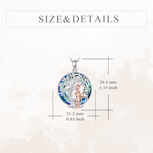 YFN Tree of Life Necklace Sterling Silver Crystal Jewelry Graduation Birthday Gifts for Women - color: Paint