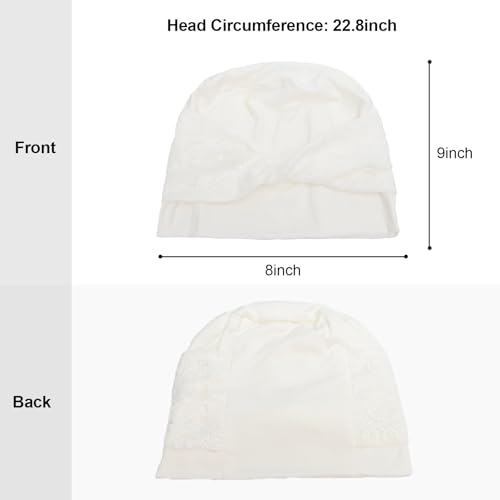 Women Knot Slouchy Beanie Chemo Hat Twist Stretch Cancer Head Wraps Sleep Head Scarf - color: White