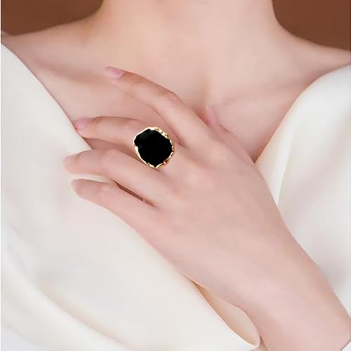 Statement Rings For Women Chunky Gold Ring Unique Cocktail Rings Vintage Big Black Drip Ring Fashion Punk Jewelry For Women - style: Gold