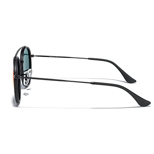 MERRY'S Retro Round Polarized Sunglasses - Unisex Double Bridge Sun Glasses - color: Matte Black Frame/Matte Black Bridge/Red Mirror Lens
