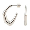 RENAIZ Bold Statement Hoop & Stud Earrings for Women – 14K Gold & Rhodium Plated Maximalist Jewelry, Chunky Geometric Boho Earrings, Hypoallergenic Non-Tarnish Trendy Gift - color: White Gold, style: Wavy Irregular