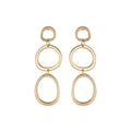 Bohemian Boho Round Circle Hoop Dangle Drop Earrings for Women – Delicate – Hammer Texture – Matte Plated – with Gift Box Included - style: MATTE GOLD - THREE CIRCLE DANGLE