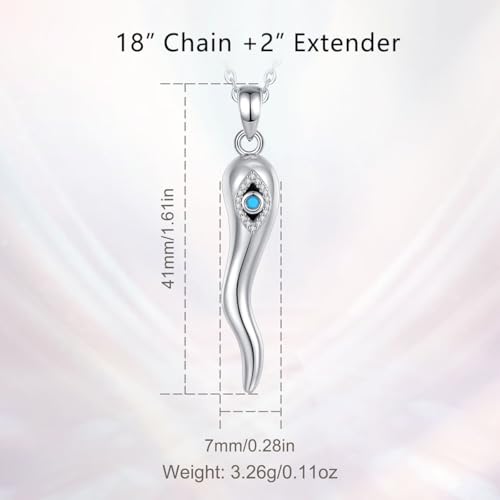 INFUSEU Italian Horn Necklace with Evil Eye for Women Protection Good Luck Gifts - color: Silver, style: Style B