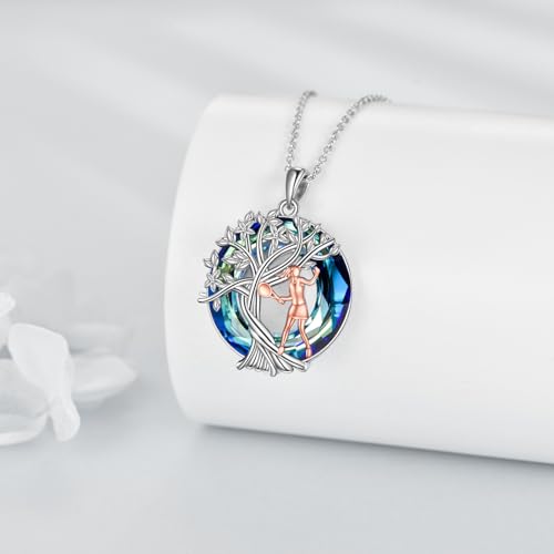 YFN Tree of Life Necklace Sterling Silver Crystal Jewelry Graduation Birthday Gifts for Women - color: Tennis