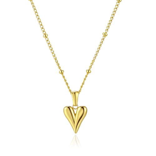 14K Gold Heart Necklace for Women Boho stainless steel waterproof Cute Dainty Love Pendant Necklaces for Women - color: Styie-8