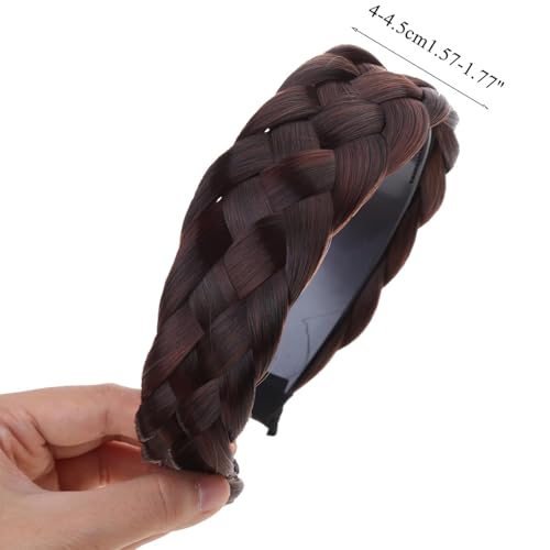Jowxsx Black Brown Twist Braided Headband Wig Wide-Brimmed Hair Hoop Simple Ponytail Braid Hairpiece Hairband Hair Accessories Stretch Quality Synthetic Braided Headband Women Girl Braid