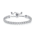 Tennis Chain Rhinestone Beads Slider Bracelet 14K Gold Silver Plated Adjustable Crystal Seed Bracelet for Women Wedding Party Geometric Jewelry Gift - color: C silver